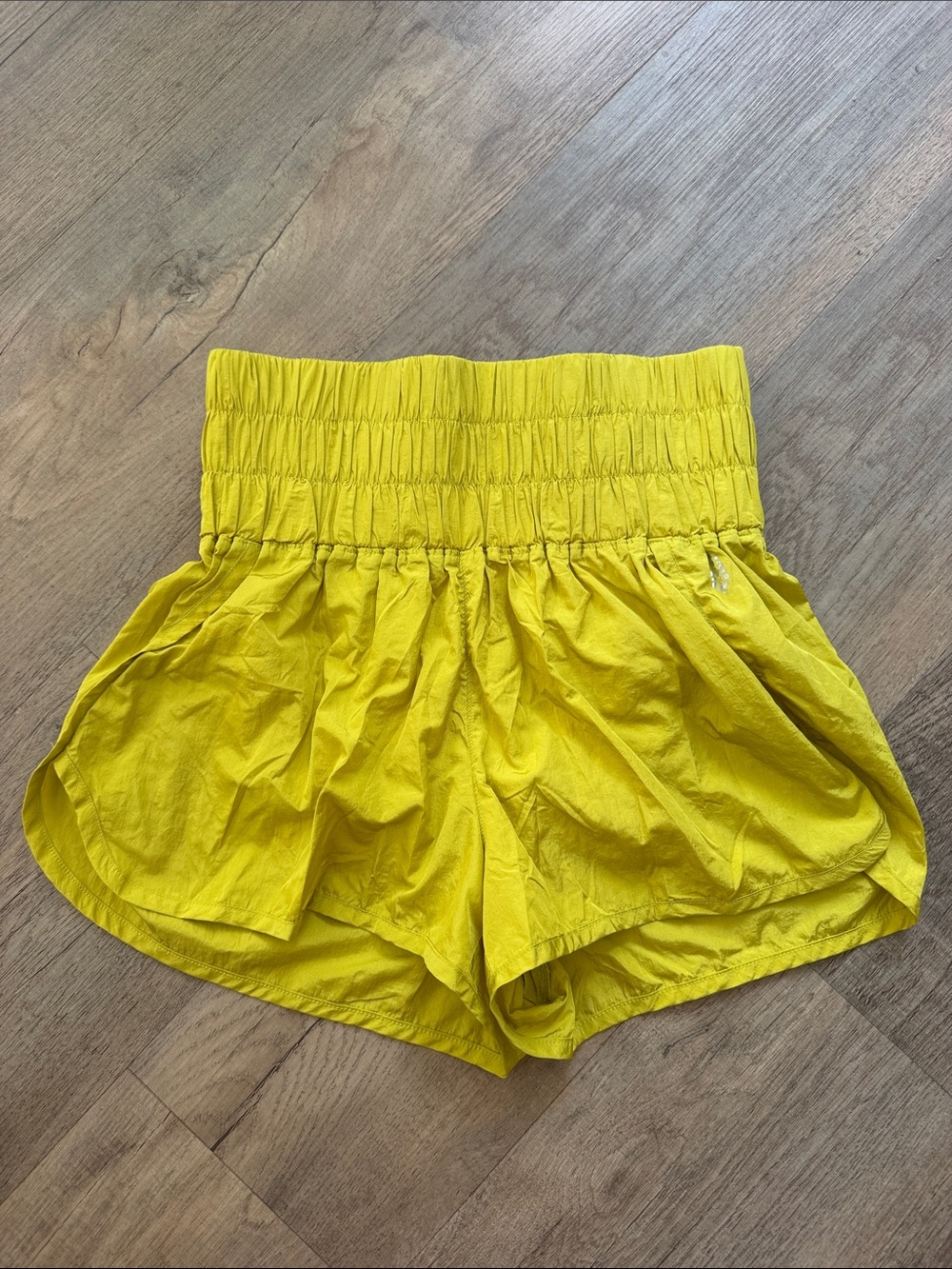 FP Movement Yellow High-Waist Smocked Women's Shorts